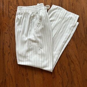 Sky White and Black Wide Leg Pants